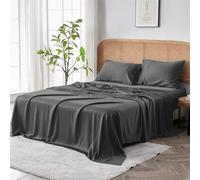 Sijo AiryWeight Sheet Set, 100% Lyocell Derived from Eucalyptus, Buttery Soft, Architectural Digest 2022 Best Cooling Sheets Winner - 4pc - 2 Pillowcases 1 Fitted 1 Top (Storm, King)