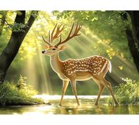 Sika Deer 5D Diamond Art Painting Kits for Adults, DIY Full Drill Crystal Embroidery Cross Stitch Kits for Beginners, Tree Gem Art, Stress Relief Gifts for Christmas, Home Wall Decor 16x20inch qo-370