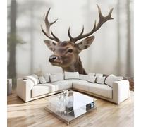 Sika Deer Animal Wall Mural 3D Effect Forest Nature Non-Woven Self-Adhesive Wallpaper Living Room Bedroom Home Decor TV Background Large Art Wall Painting 150x100 cm