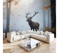Sika Deer Animal Wall Mural 3D Effect Tropical Forest Non-Woven Self-Adhesive Wallpaper Living Room Bedroom Home Decor TV Background Large Art Wall Painting 200x140 cm