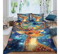 Sika Deer Bedding Set 3D Design Animal Theme Duvet Cover Set 3 Pieces Microfiber Quilt Cover Suitable for Family,couple,children with Pillowcase King（220x240cm）