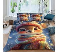 Sika Deer Bedding Set 3D Digital Printing Animal Theme Wildlife Duvet Cover Set 3 Pieces Chic Breathable for Boys & Girls Bed Set Pillowcase King（220x240cm）