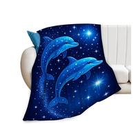 Sika Deer Blanket Cute Deer Throw Blanket Soft Warm Cozy Fleece Fuzzy Plush Flannel Blankets Gifts for Girls Women Boys Kids Adults 50" x60" Dolphin