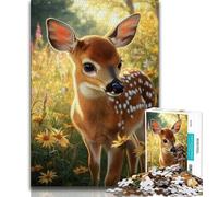 Sika Deer in The Forest Jigsaw Puzzles for Teenagers 1000 Jigsaws,Stress Reliever Difficult Challenge Suitable for Desktop Decoration (38x26cm)