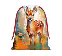 Sika Deer Patterned S drawstring bag, festive packaging bag, perfect for Christmas parties