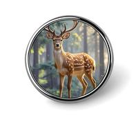 Sika Deer Round Badge for Men Women, Durable & Stylish Lapel Pins, Lightweight Metal Badges for Shirts, Jackets, Hats
