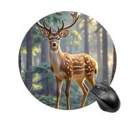 Sika Deer Round Mouse Pad 7.8 Inch, Portable Gaming Mouse Mat with Non-Slip Rubber Base & Smooth Surface, Waterproof Mousepad for PC, Laptop, Computer, Office, Home