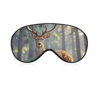 Sika Deer Sleep Mask for Women Men, Soft Eye Mask with Adjustable Strap for Sleeping, Light Blocking Travel Blindfold for Nap Comfortable Eye Cover for Home Office