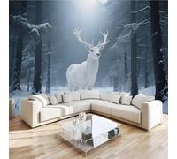 Sika Deer White Wall Mural 3D Effect Forest Nature Non-Woven Self-Adhesive Wallpaper Living Room Bedroom Home Decor TV Background Large Art Wall Painting 366x254 cm