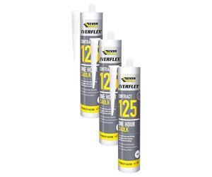 Sika Everbuild Everflex 125 One Hour Cartridge - 125C3, White, 300 ml (Pack of 3)