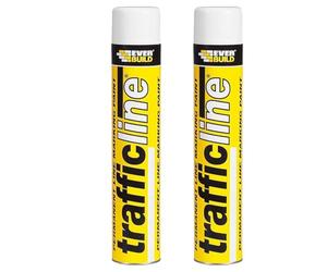 SIKA Everbuild Trafficline Solvent Based Permanent Line Marking High, Heavy Duty High Build Formulation Spray Paint, White - 700ml (Pack of 2)