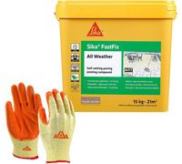 Sika Fastfix All Weather Quick Dry Self-Setting Paving Jointing Compound, Dark Buff 15 Kg 21 Sq M With Free Gloves - Perfectonish