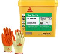 Sika Fastfix All Weather Quick Dry Self-Setting Paving Jointing Compound, Deep Grey 14 Kg 20 Sq M With Free Gloves - Perfectonish