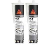 Sika Mounting Adhesive - Sikaflex-554 Black - Ideal for Large Components and High Dynamic Load - Ageing and Weather Resistant - 300 ml (Pack of 2)