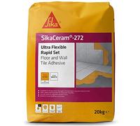 Sika SikaCeram 272 Ultra Flexible Rapid Set Floor and Wall Tile Adhesive - Extremely Flexible - Crack Resistant - White - 20 kg