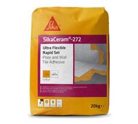 Sika SikaCeram 272 Ultra Flexible Floor & Wall Tile Adhesive, White, 20 kg | Rapid Set - Extremely Flexible - Crack Resistant