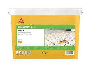 Sika SikaCeram 621 FlowFix Jointing Compound for Flowable Porcelain, Ceramic Paving and Grout Jointing Compound - Light Grey - 15 kg - 30 sq.m