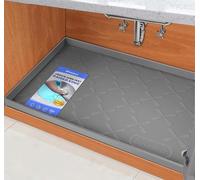 SIKADEER 19" x 19" Under Sink Mat Waterproof, Silicone Mat Kitchen Drawer Shelf and Cabinet Liner, Sink Protector for Bathroom Organizers and Storage, Boot Tray Pet Food Mats