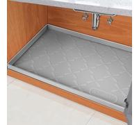 SIKADEER Undersink waterproof mat, 28" x 22" Silicone Mat Cabinet Liner for Bathroom Under Sink Organizer Raised Edge Protector, Drying Muddy Mat Dog Food Boot Trays for Entryway