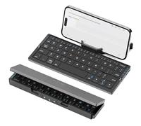 SIKAI CASE Foldable Bluetooth Keyboard with Stand for iphone, iPad, Aluminum Alloy Quiet Mini Folding Keyboard 3 Bluetooth Universal for Android, Windows and iOS, Black
