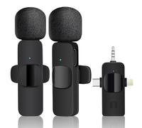 SIKAIN Microphone,Wireless Lavalier for iPhone Android Camera Plug-Play Professional Noise Reduction Condenser Recording Microphones for Interview Video Podcast Vlog YouTube (Three in One)