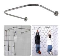 Sikaiqi 304 Stainless U Shaped Bathroom Bathtub Corner Shower Curtain Rail Rack, Size Adjustable (U Shaped, Length on Both Sides: 43-65 cm,middle Width: 88-110 cm)