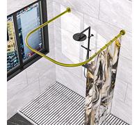 Sikaiqi 304 Stainless U Shaped Bathroom Bathtub Corner Shower Curtain Rod Rack, Size Adjustable (U Shaped Gold, Length on both sides:80-120 cm,Middle width:88-110 cm)