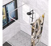 Sikaiqi 304 Stainless U Shaped Bathroom Bathtub Corner Shower Curtain Rod Rack, Size Adjustable (U Shaped White, Length on both sides:80-120 cm,Middle width:88-110 cm)