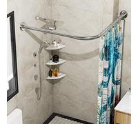 Sikaiqi Stretchable 304 Stainless L Shaped Bathroom Bathtub Corner Shower Curtain rail Rack (90-130 cm x 90-130 cm)