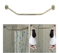 Sikaiqi Stretchable 304 Stainless L Shaped Bathroom Bathtub Corner Shower Curtain Rail Rack(Diamond, Length on Both Sides: 43-65 cm,middle Width: 51-66 cm)