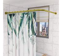 Sikaiqi Stretchable 304 Stainless L Shaped Bathroom Bathtub Corner Shower Curtain Rod Rack (Large Size02: Gold 35.43"-51.18" x 47.24"- 65")