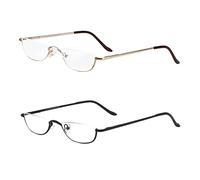 SIKAITE 2 Pairs Portable Half Moon Reading Glasses Men's Women's Half-Circle Reader (black and gold, 1.25, multiplier_x)