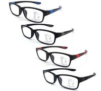 SIKAITE 4 Pack Progressive Multifocus Reading Glasses Blue Light Blocking Spring Hinge No Line Multifocal Computer Readers (4 Colors, 2.75, x)