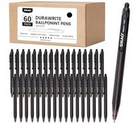 Sikao Black Pens | 60 Pack Durawrite Retractable Ballpoint Smooth Writing | Ball Point Click Pens Black Ink 1.0mm with Clear & Vivid Lines for Servers School Office Supplies, Lapiceros