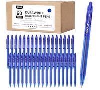 Sikao Blue Pens Bluk | 60 Pack Durawrite Retractable Ballpoint Smooth Writing | Ball Point Click Pens Blue Ink 1.0mm with Clear & Vivid Lines for Servers School Office Supplies, Lapiceros