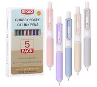 Sikao Gel Pens, 5 Pack Morandi Chubby Cute Pens, 0.7mm Fine Point Black Ink, Smooth Writing Retractable Pens for School & Office, Teachers, Nurses & Women, Minimalist Aesthetic Stationery