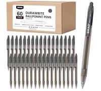 Sikao Gray Pens Bluk | 60 Pack Durawrite Retractable Ballpoint Smooth Writing | Ball Point Click Pens Black Ink 1.0mm with Clear & Vivid Lines for Servers School Office Supplies, Lapiceros