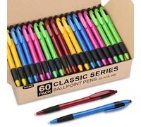 Sikao Pens Bulk, 60 Pack Gripped Slimster Ballpoint Pens Black Ink 1.0mm Medium Point Smooth Writing, Click with Comfort Grip for Teachers, Students, Restaurant Servers, School & Office Use