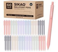 Sikao Pens Bulk, 60 Pack Moran-di Ballpoint Pens with Black Ink, 1.0mm Medium Point Smooth Writing No Smear, Retractable Click Pens with Calm, Soothing Colors for Everyday School & Office Use