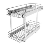 Sikarou Pull Out Cabinet Organizer 9" W x 21" D 2-Tier Individual Slide Out Drawer Pantry Shelf Storage for Kitchen Base Cabinet Organization for Kitchen, Bathroom, Pantry, Chrome