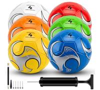 SIKEMAY 6 Packs Soccer Balls Bulk with Pump Needles, for Adults Mens Training Teens Soccer Ball Official Size 4 Indoor Outdoor Sport Competition Soccer Christian Charity Donation Birthday