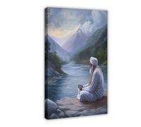 Sikh Elder Meditation Art Print, Mala Prayer Beads Canvas Poster Bedroom Decor Landscape Office Room Decor Gift 08x12inch(20x30cm)