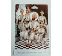 SIKH POSTER - GURU GOBIND SINGH JI & CHAR SAHIBZADE -EMBOSSED IN SILVER -29.5CM X22.5CM SM