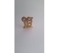 Sikh Singh Gold Plated Ek Onkar Desktop or Car Dashboard Stand with stunning Rhinestones