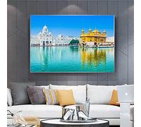 Sikhism Canvas Painting Golden Temple Amritsar Posters Wall Art Hindu Religion Holy Land Pictures for Living Room Decor 70x100cm(28x39in) Inner Frame