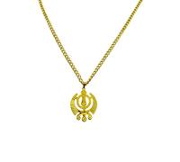 Sikhism Necklace Sikh Khanda Necklace for Men N women 22carat Gold plated Sikhs Necklaces sikh Symbol Pendant Religious Jewelry (45cm) (50cm)
