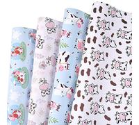 Sikiweiter Cow Print Wrapping Paper - 12 Sheets for Farmer, Birthday, Baby Shower, Christmas - Cute Cow Design, 19.7 x 27.6 Inches Per Sheet