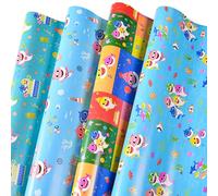 Sikiweiter Shark Wrapping Paper for Boys Girls(12 Sheets)