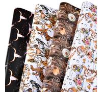 Sikiweiter Western Wrapping Paper - 12 Sheets West Cowboy Wrapping Paper for Christmas Birthday Holiday, 19.7 x 27.6 Inches Per Sheet