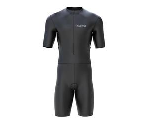 Sikma Men’s Cycling Skinsuit Padded One Piece Half Sleeves Net at the back Trisuit Bike Top Short (Black, X-Large)